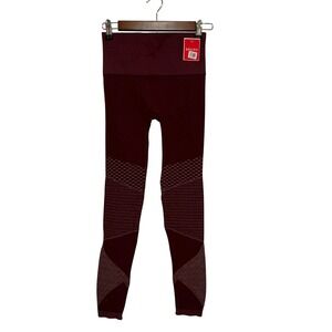 Spanx Look At Me Now Seamless Leggings Wine Burgundy Moto NWT Textured Women S